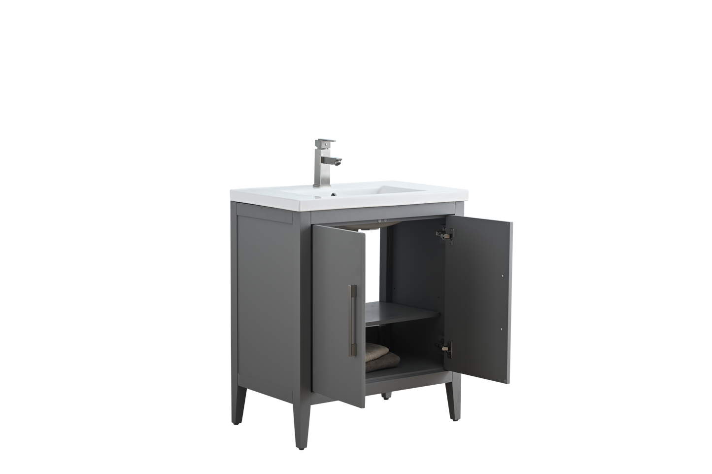 30 Inch Single Sink Bathroom Vanity in Cashmere Gray with Ceramic Top - Vanity Art VA9030-G