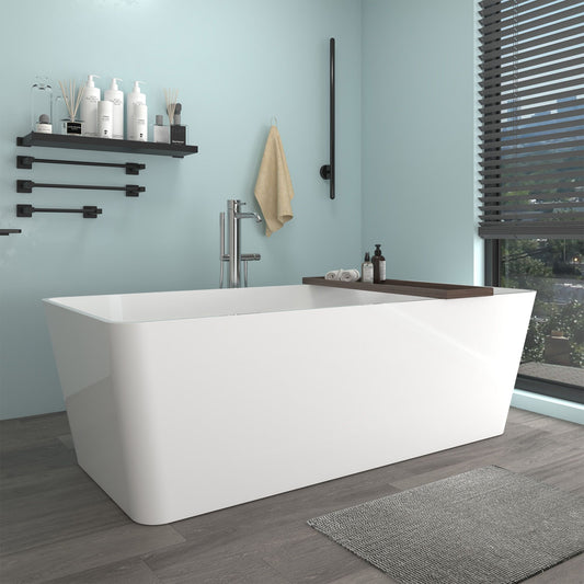 Freestanding Solid Surface Resin Matte Bathtub 59 Inch x 29.5 Inch - Vanity Art VA6914-MS