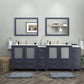 96 Inch Double Sink Bathroom Vanity in Blue with Ceramic Countertop - Vanity Art VA3036-96B