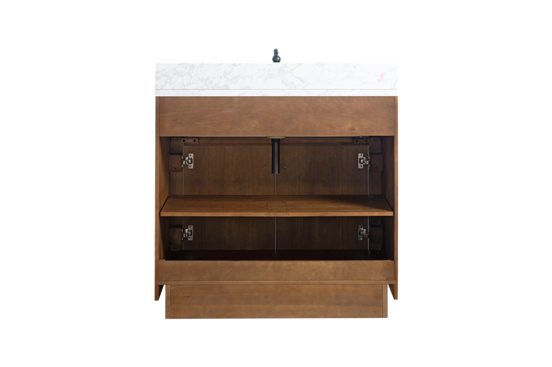 36 Inch Single Sink Bathroom Vanity in Tan with Marble Countertop - Vanity Art VA7036-T-ET