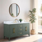 60 Inch Single Sink Bathroom Vanity in Vintage Green with Marble Countertop - Vanity Art VA9060-SVG