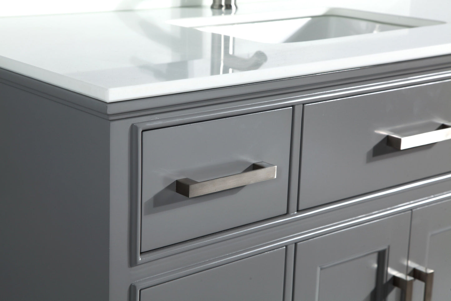 60 Inch Single Sink Bathroom Vanity in Gray with White Marble Countertop - Vanity Art VA1060SG