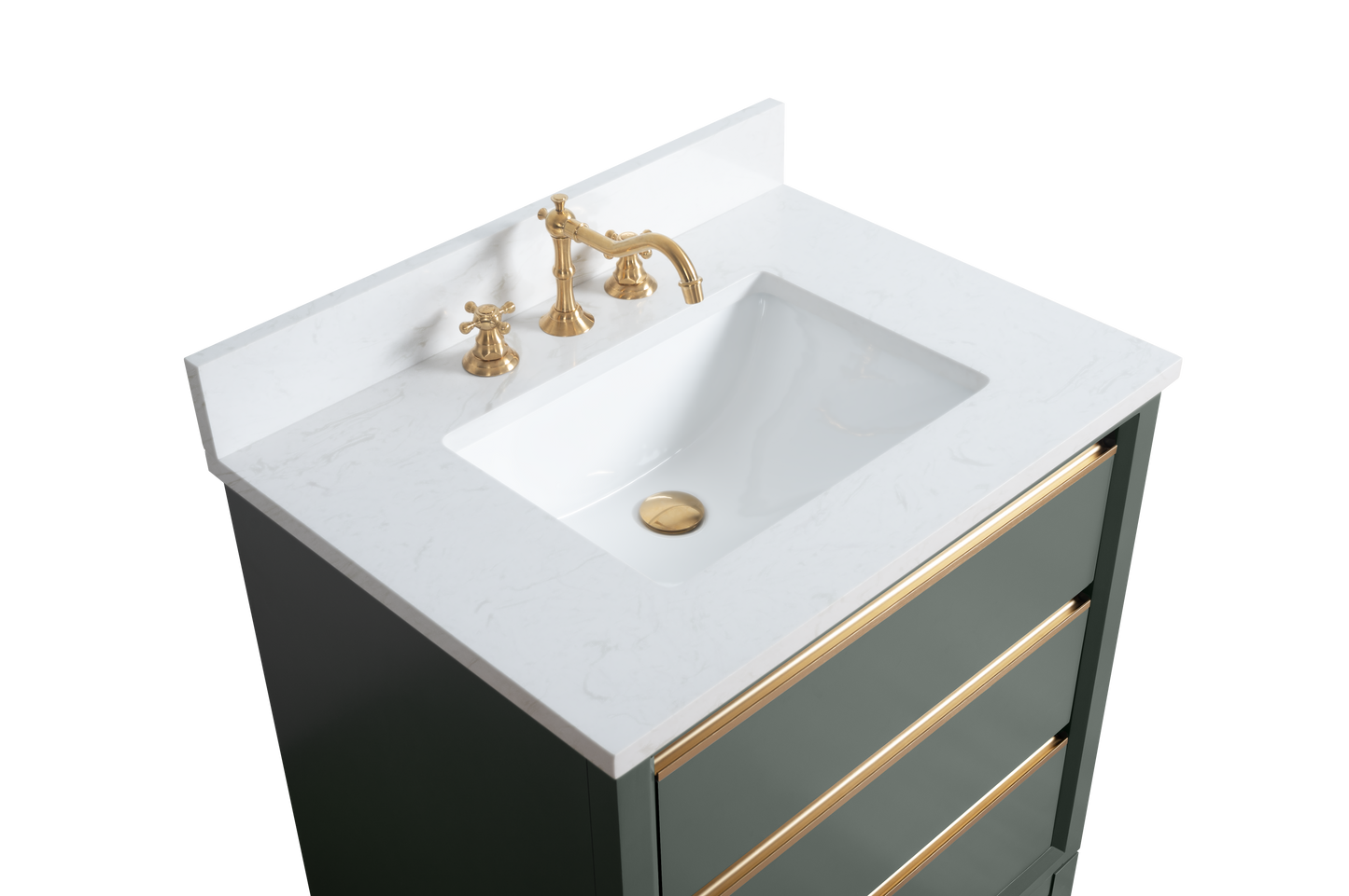 30 Inch Single Sink Bathroom Vanity in Vintage Green with Marble Countertop - Vanity Art VA8030-VG