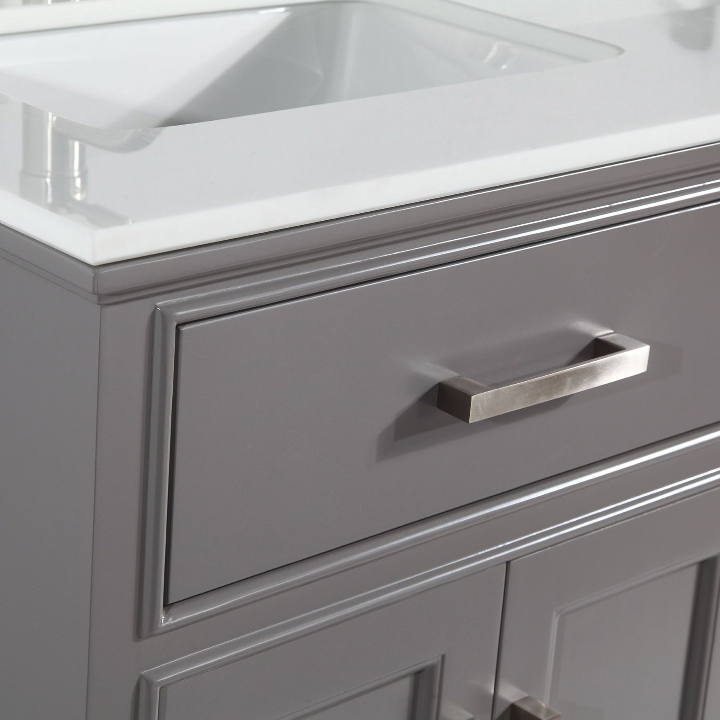 72 Inch Single Sink Bathroom Vanity in Gray with White Marble Countertop - Vanity Art VA1072DG