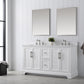 60 Inch Double Sink Bathroom Vanity in White with Marble Countertop & Backsplash - Vanity Art VA5060-DW