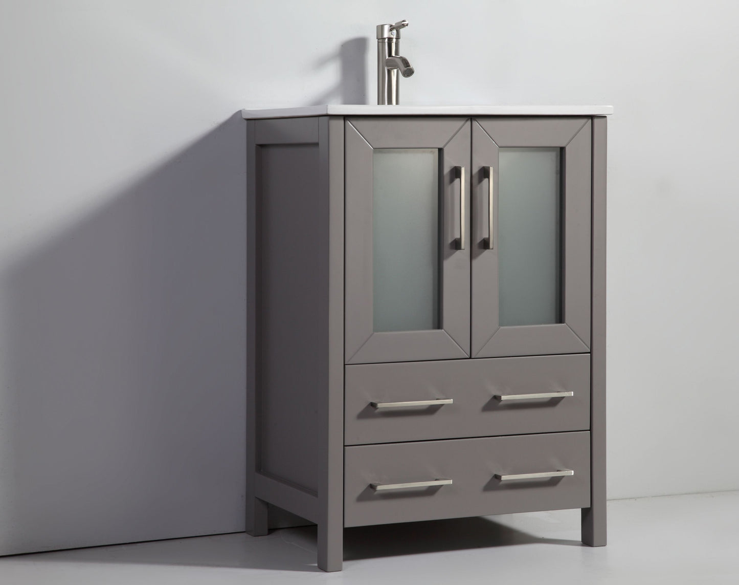 48 Inch Single Sink Bathroom Vanity in Gray with Ceramic Countertop - Vanity Art VA3024-48G