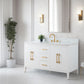 60 Inch Single Sink Bathroom Vanity in White with Marble Countertop - Vanity Art VA9060-SW