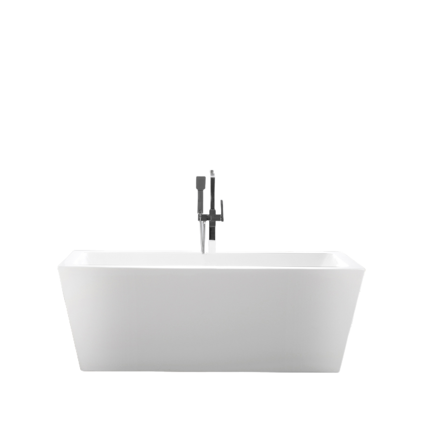 59 Inch Freestanding White Acrylic Bathtub with Overflow And Pop-Up Drain - Vanity Art VA6814-S-BN