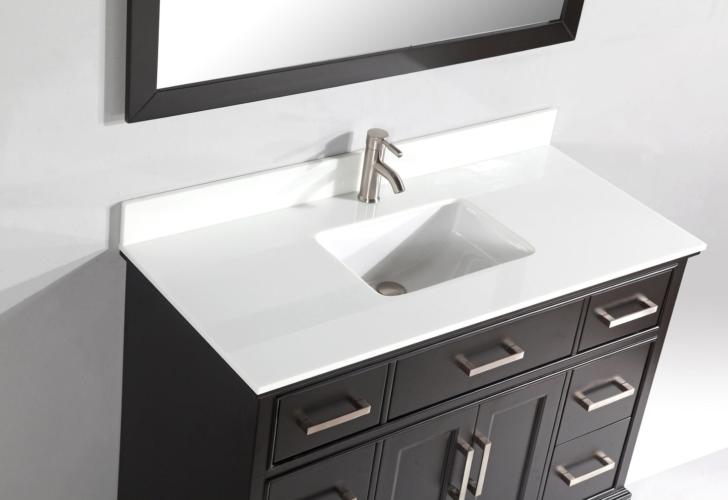 48 Inch Single Sink Bathroom Vanity in Espresso with White Marble Countertop - Vanity Art VA1048E