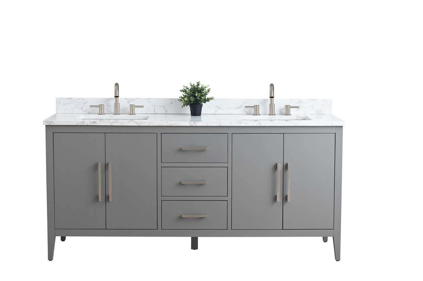 72 Inch Double Sink Bathroom Vanity in Cashmere Gray with Marble Countertop - Vanity Art VA9072-DG