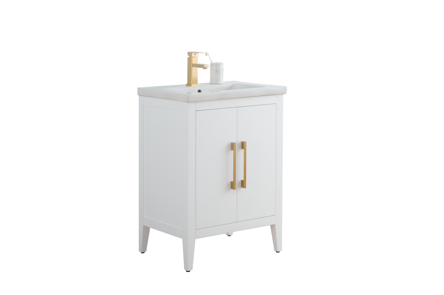 24 Inch Single Sink Bathroom Vanity in White with Ceramic Top - Vanity Art VA9024-W