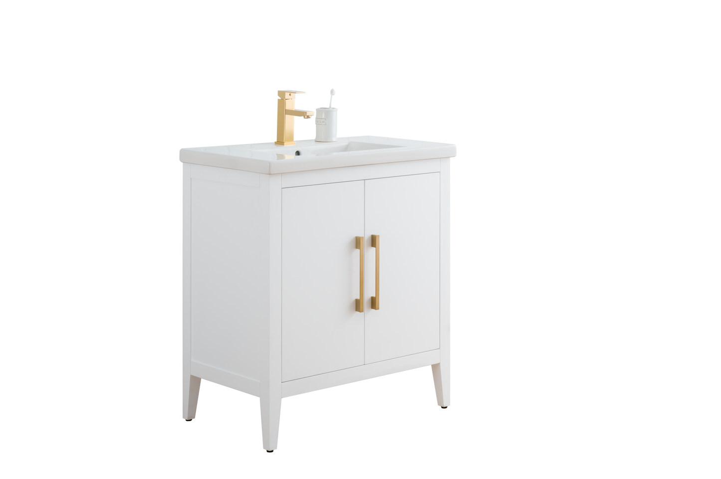 30 Inch Single Sink Bathroom Vanity in White with Ceramic Top - Vanity Art VA9030-W