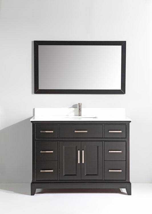 48 Inch Single Sink Bathroom Vanity in Espresso with White Marble Countertop - Vanity Art VA1048E