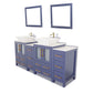 72 Inch Double Sink Bathroom Vanity in Blue with Marble Countertop - Vanity Art VA3124-72B