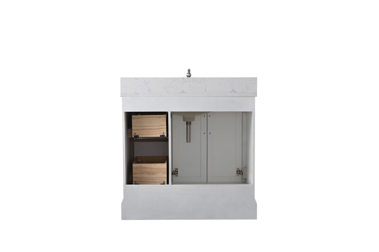 36 Inch Single Sink Bathroom Vanity in White with Marble Countertop & Backsplash - Vanity Art VA5036-W