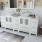 84 Inch Double Sink Bathroom Vanity in White with Marble Countertop - Vanity Art VA3124-84W