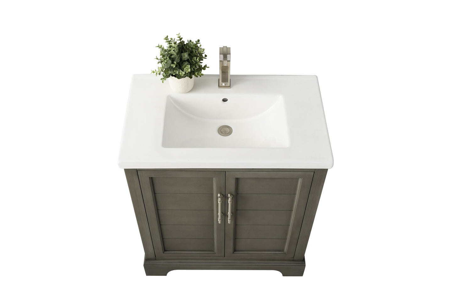 30 Inch Single Sink Bathroom Vanity in Gray with Ceramic Sink and Countertop - Vanity Art VA5030-SG