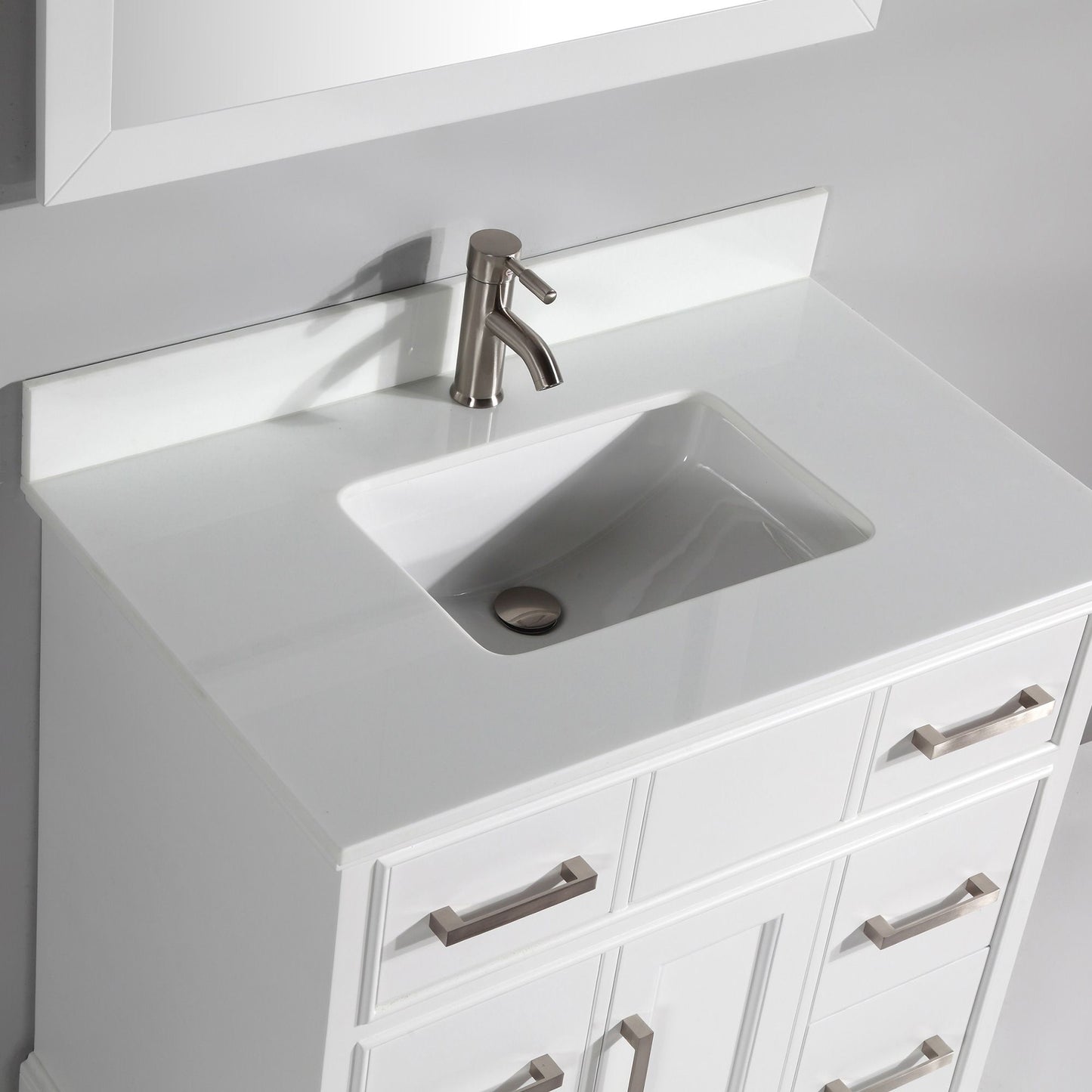 36 Inch Single Sink Bathroom Vanity in White with White Marble Countertop - Vanity Art VA1036W