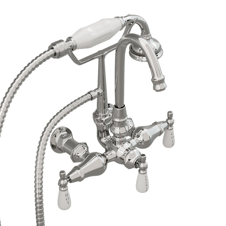 Clawfoot Tub Brass Wall Mount Faucet with Hand Held Shower - Polished Chrome (CAM684BTW-CP)