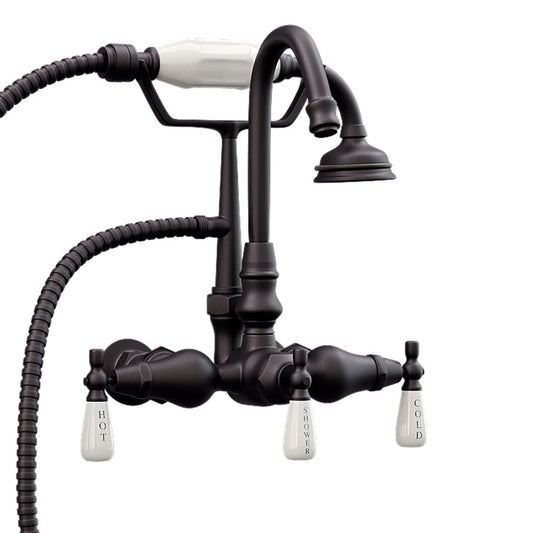 Clawfoot Tub Brass Wall Mount Faucet with Hand Held Shower - Oil Rubbed Bronze (CAM684BTW-ORB)