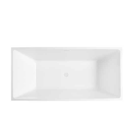 59 Inch Freestanding White Acrylic Bathtub with Overflow And Pop-Up Drain - Vanity Art VA6821-SPW