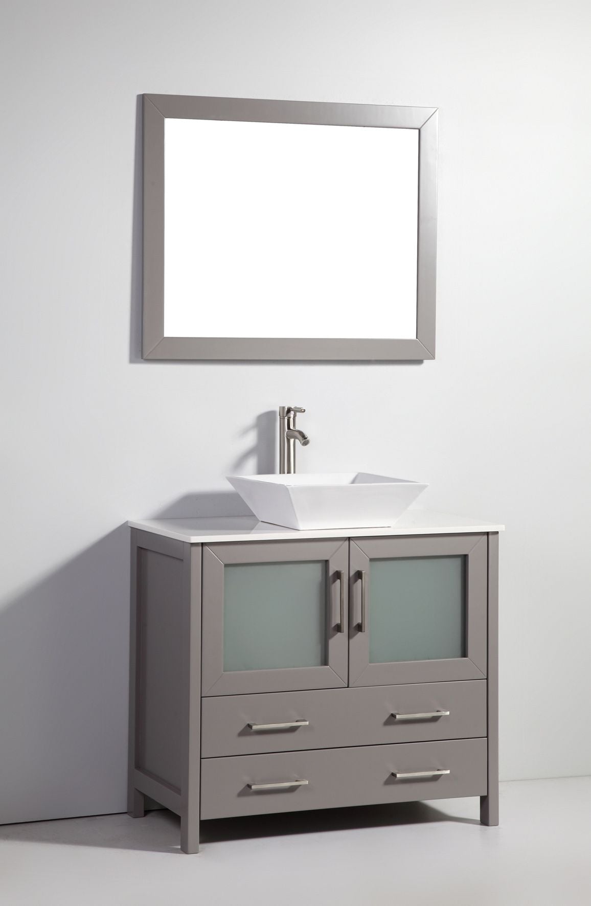 36 Inch Single Sink Bathroom Vanity in Gray with Marble Countertop - Vanity Art VA3136G