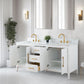 72 Inch Double Sink Bathroom Vanity in White with Marble Countertop - Vanity Art VA9072-DW