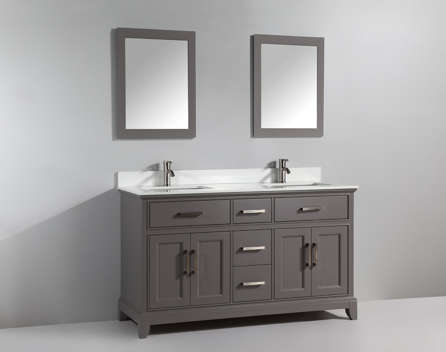 72 Inch Single Sink Bathroom Vanity in Gray with White Marble Countertop - Vanity Art VA1072DG