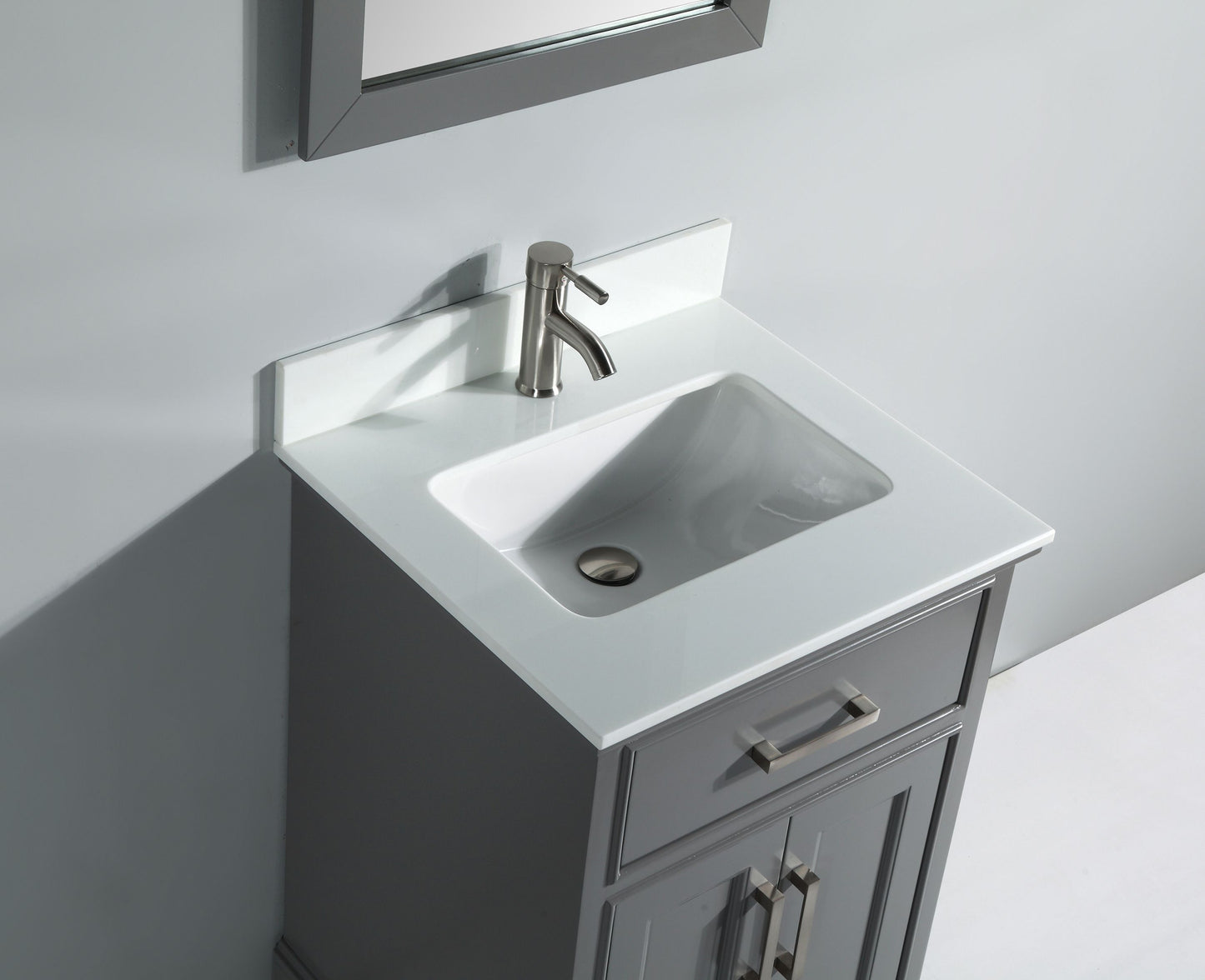 30 Inch Single Sink Bathroom Vanity in Gray with White Marble Countertop - Vanity Art VA1030G