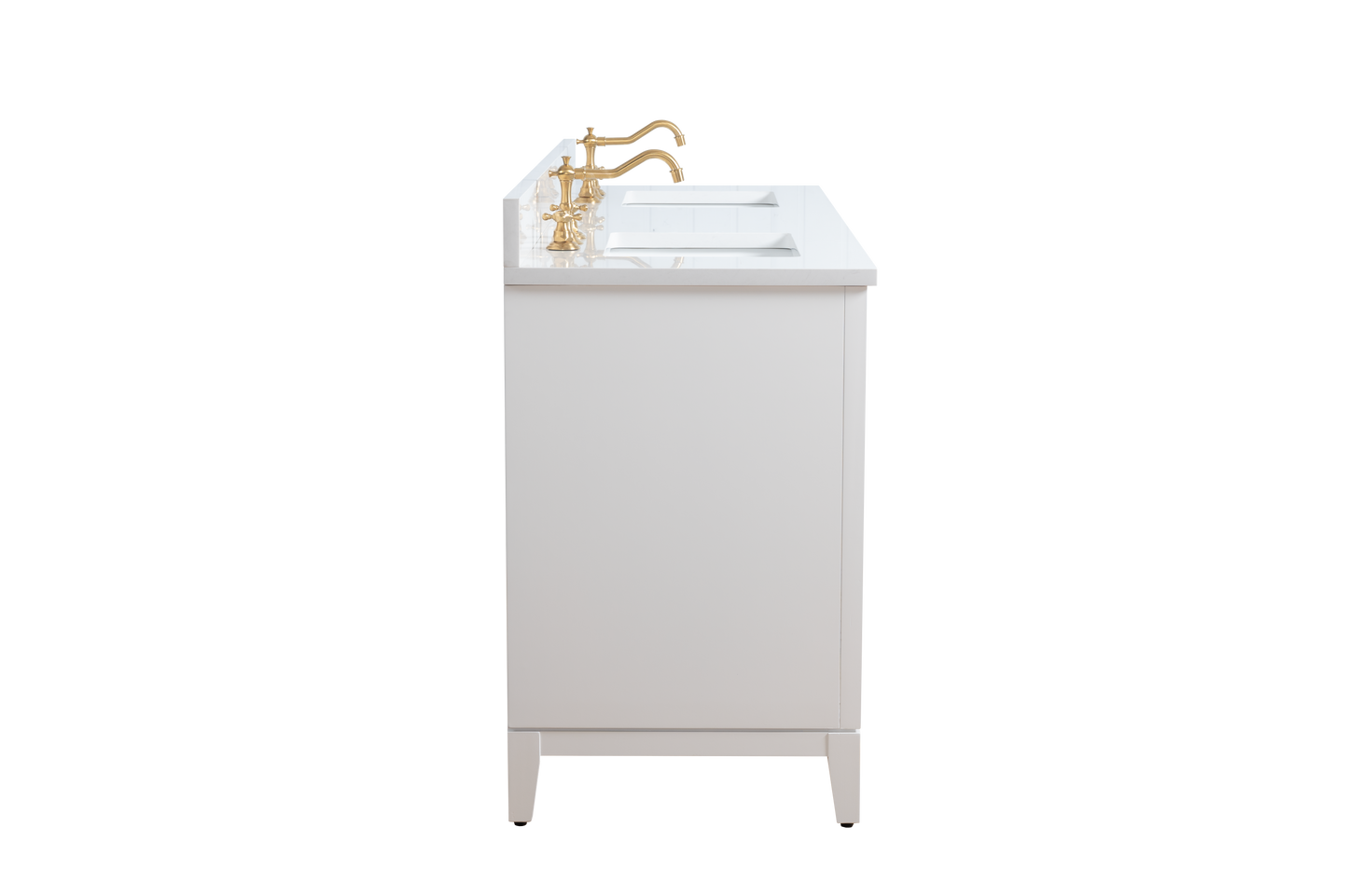 72 Inch Double Sink Bathroom Vanity in White with Marble Countertop - Vanity Art VA8072-DW