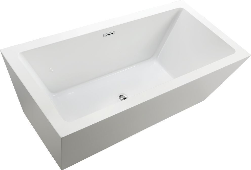 67 Inch Freestanding White Acrylic Bathtub with Overflow And Pop-Up Drain - Vanity Art VA6814-L-PC