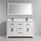 60 Inch Double Sink Bathroom Vanity in White with White Marble Countertop - Vanity Art VA1060DW