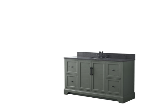 60 Inch Single Sink Bathroom Vanity in Vintage Green with Marble Countertop & Backsplash - Vanity Art VA5060-SVG