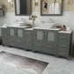 96 Inch Double Sink Bathroom Vanity in Gray with Marble Countertop - Vanity Art VA3130-96G