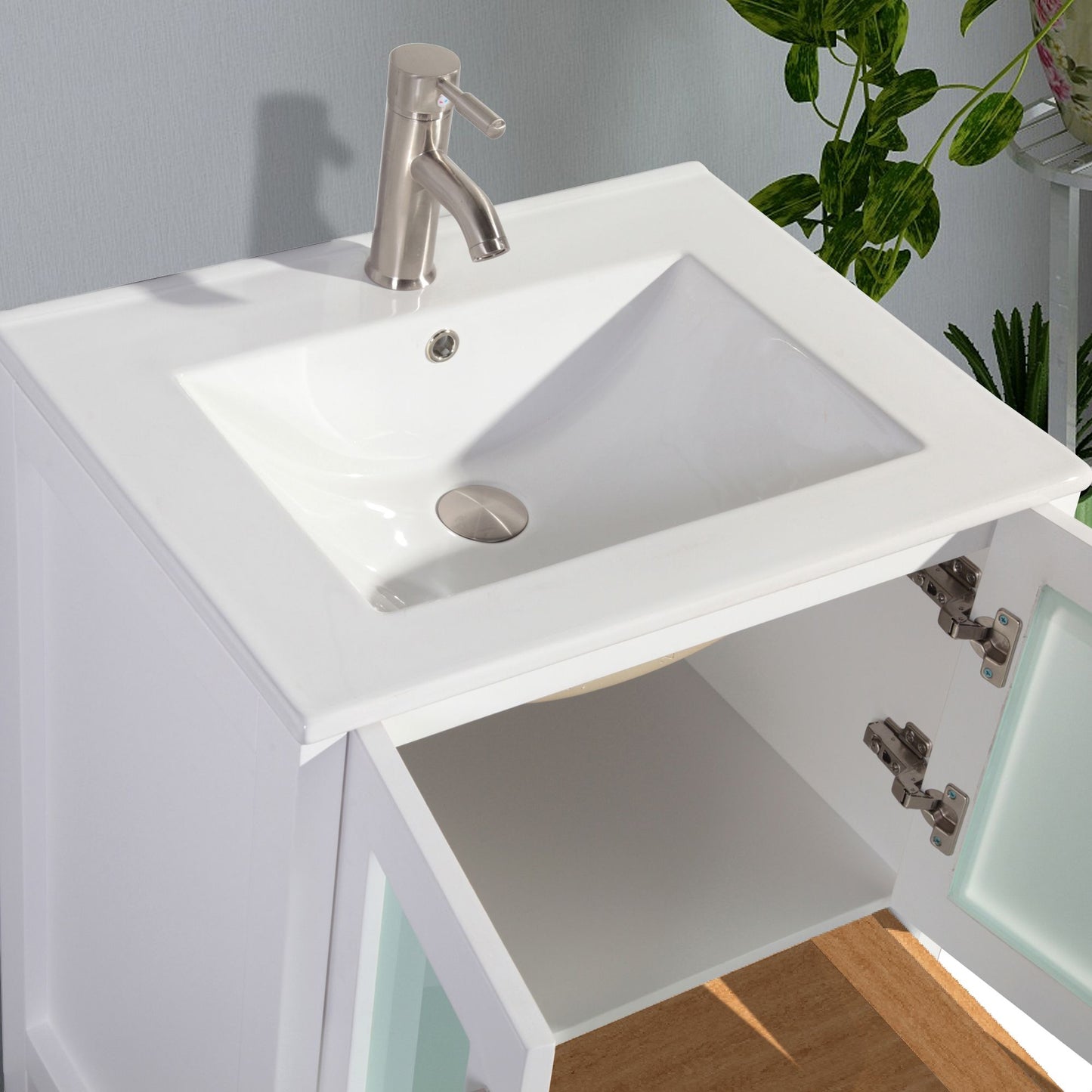 36 Inch Single Sink Bathroom Vanity in White with Ceramic Countertop - Vanity Art VA3024-36W