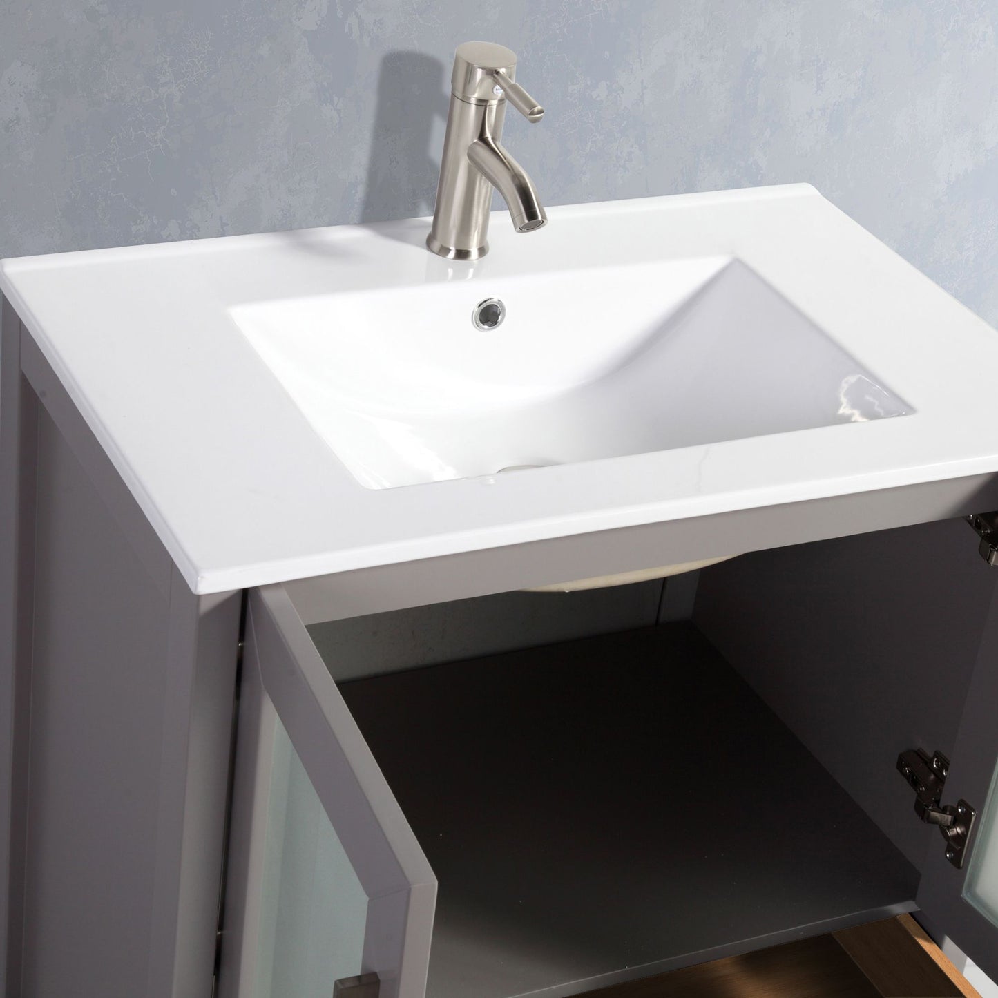 72 Inch Double Sink Bathroom Vanity in Gray with Ceramic Countertop - Vanity Art VA3030-72G