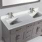 60 Inch Double Sink Bathroom Vanity in Gray with White Marble Countertop - Vanity Art VA1060DG