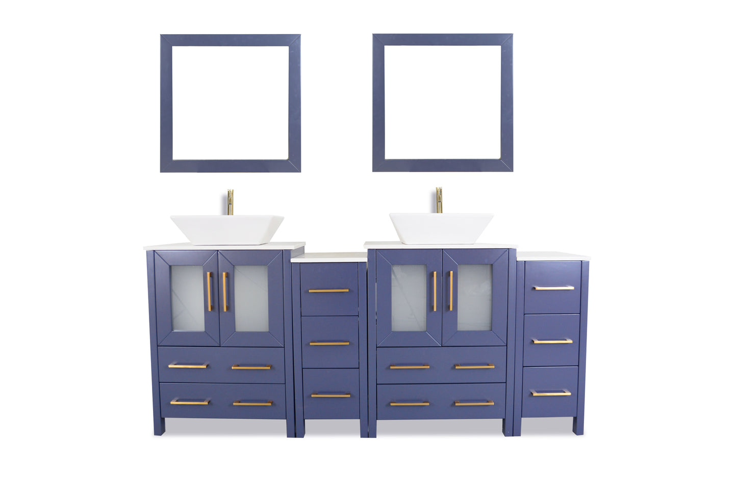 72 Inch Double Sink Bathroom Vanity in Blue with Marble Countertop - Vanity Art VA3124-72B