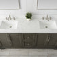 72 Inch Double Sink Bathroom Vanity in Gray with Marble Countertop & Backsplash - Vanity Art VA5072-DSG