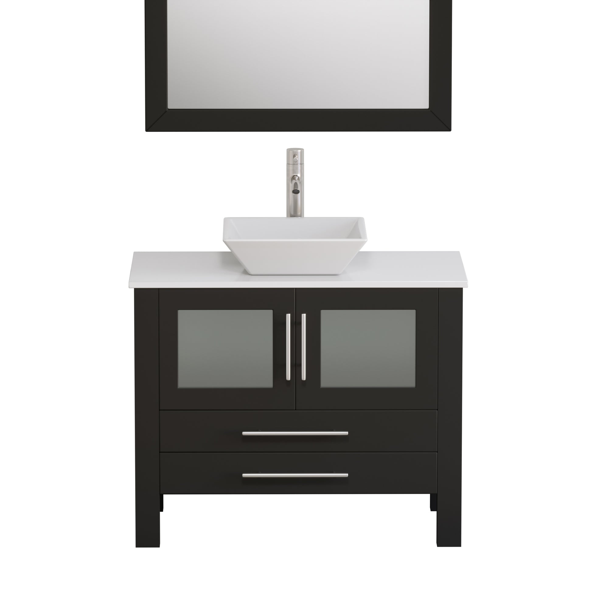 Complete 36 inch  Solid Wood  Vanity Set with Brushed Nickel Plumbing - 8111-BN