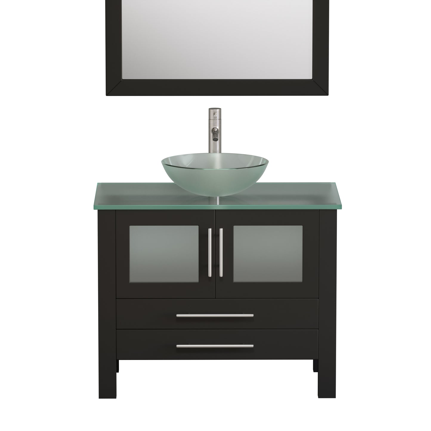 Complete 36 inch  Solid Wood  Vanity Set with Brushed Nickel Plumbing - 8111-B-BN