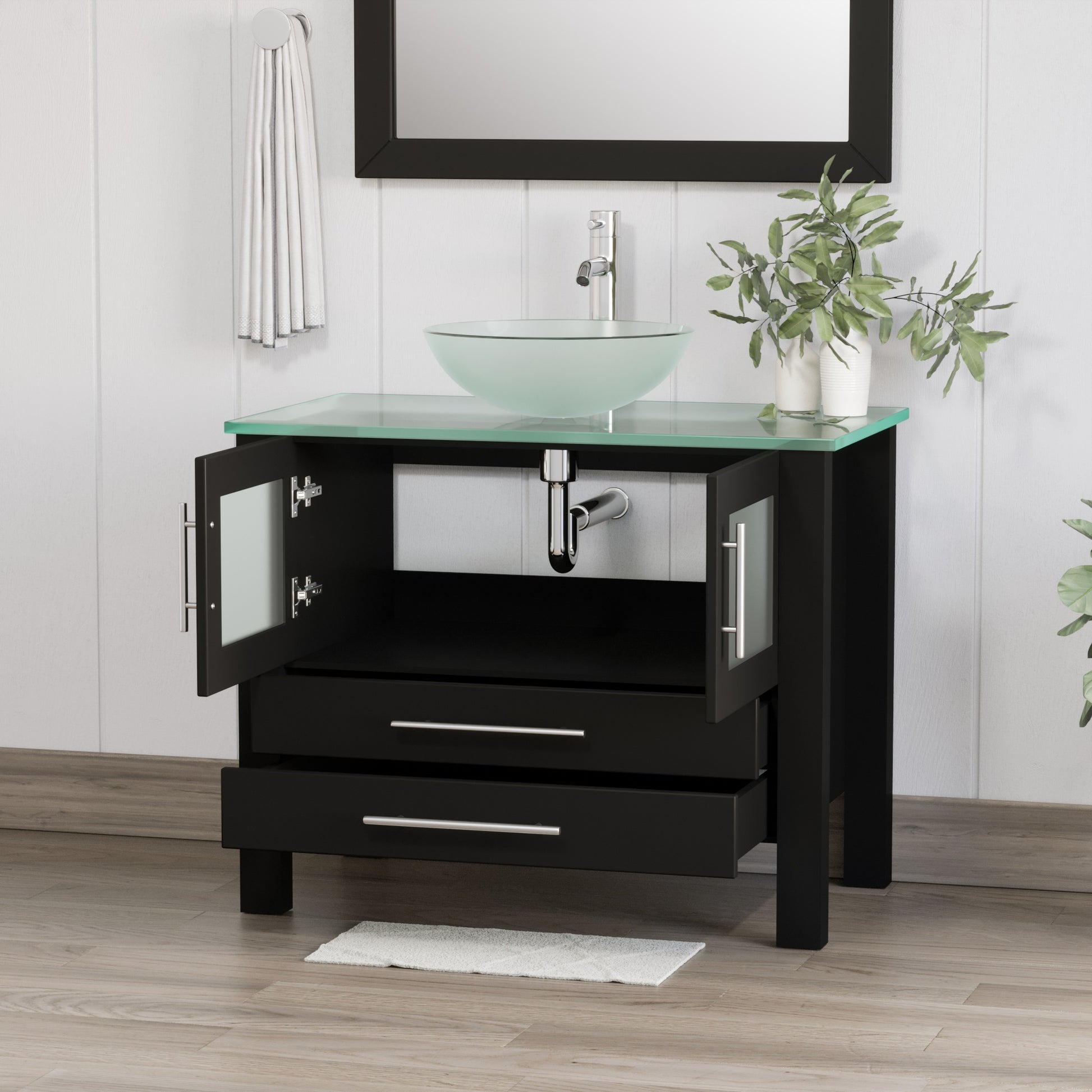 Complete 36" Vanity Set with Polished Chrome Plumbing - 8111-B