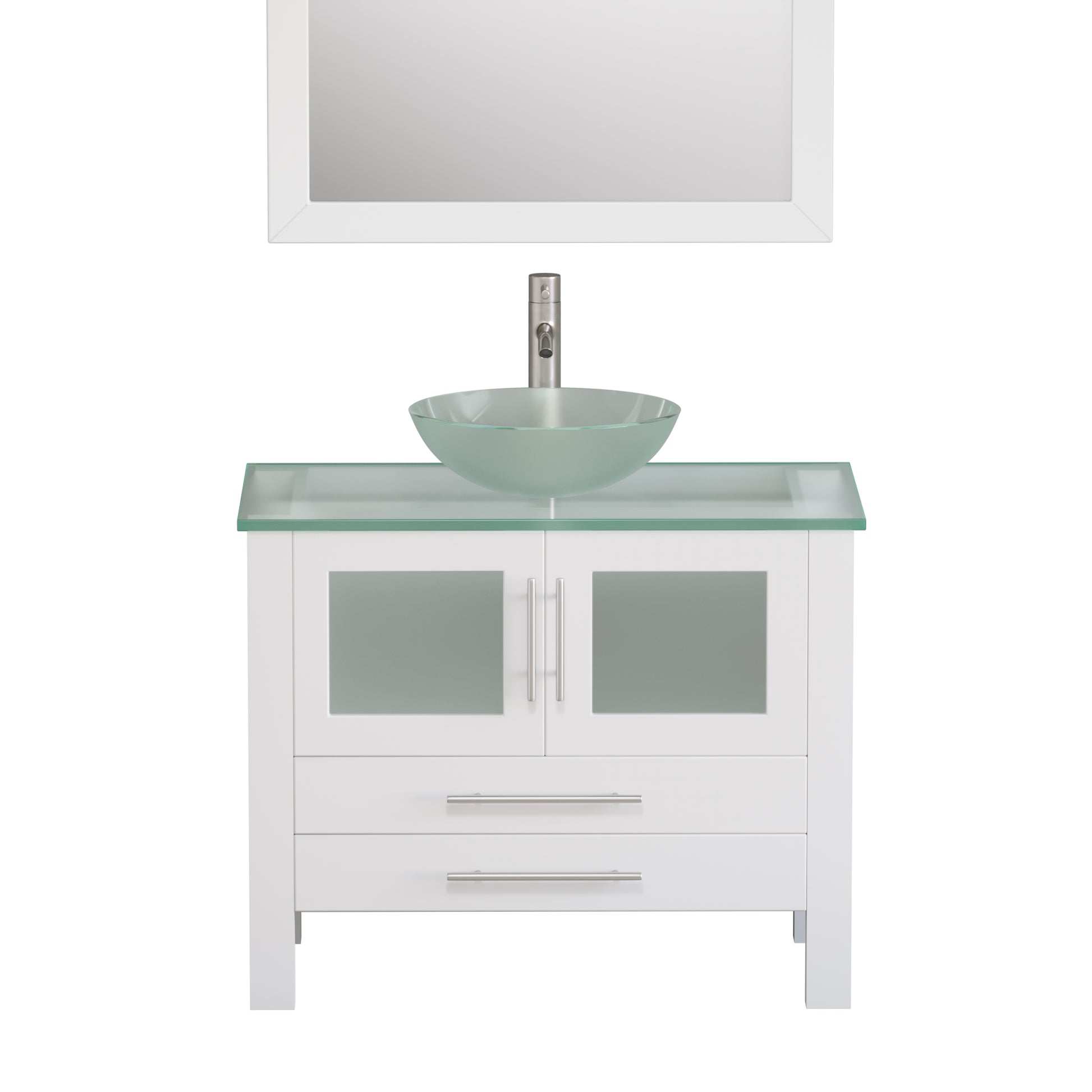 Complete 36 inch  Solid Wood  Vanity Set with Brushed Nickel Plumbing - 8111BW-BN