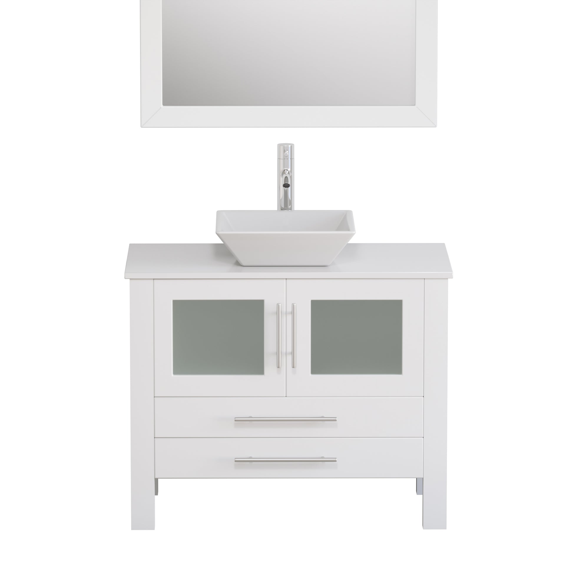 Complete 36" White Vanity Set with Polished Chrome Plumbing - 8111W