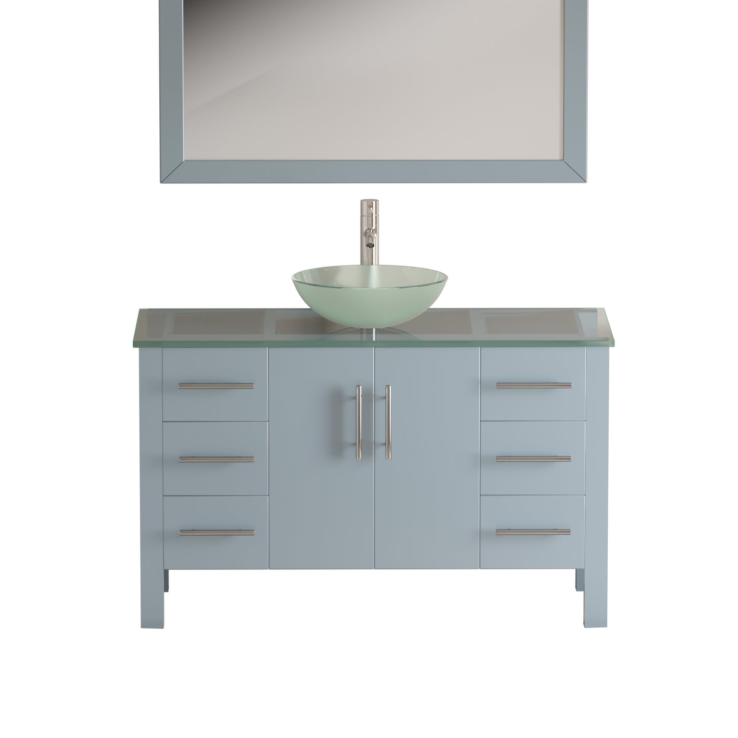 Complete 48" Gray Vanity Set with Polished Chrome Plumbing - 8116B-G