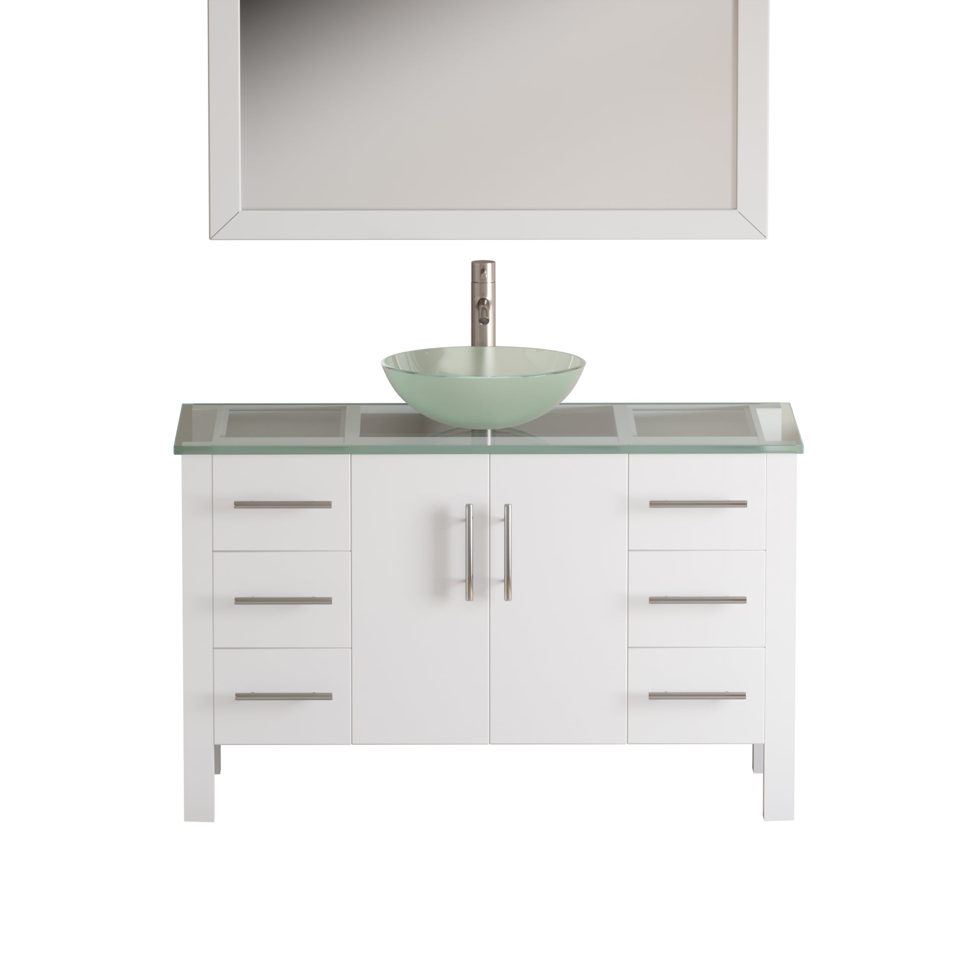 Complete 48" White Vanity Set with Brushed Nickel Plumbing - 8116B-W-BN