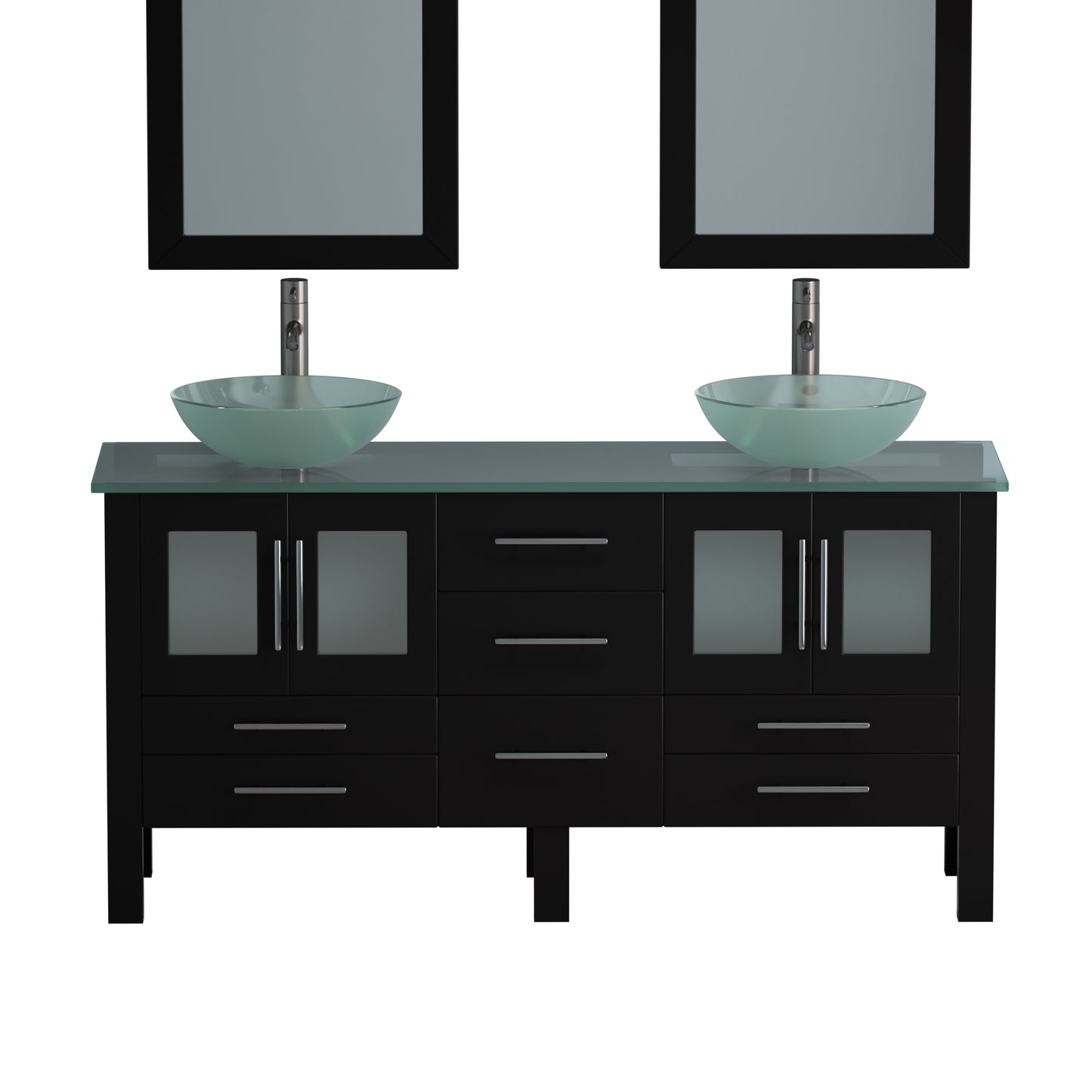 Complete 63" Vanity Set with Brushed Nickel Plumbing - 8119-B-BN