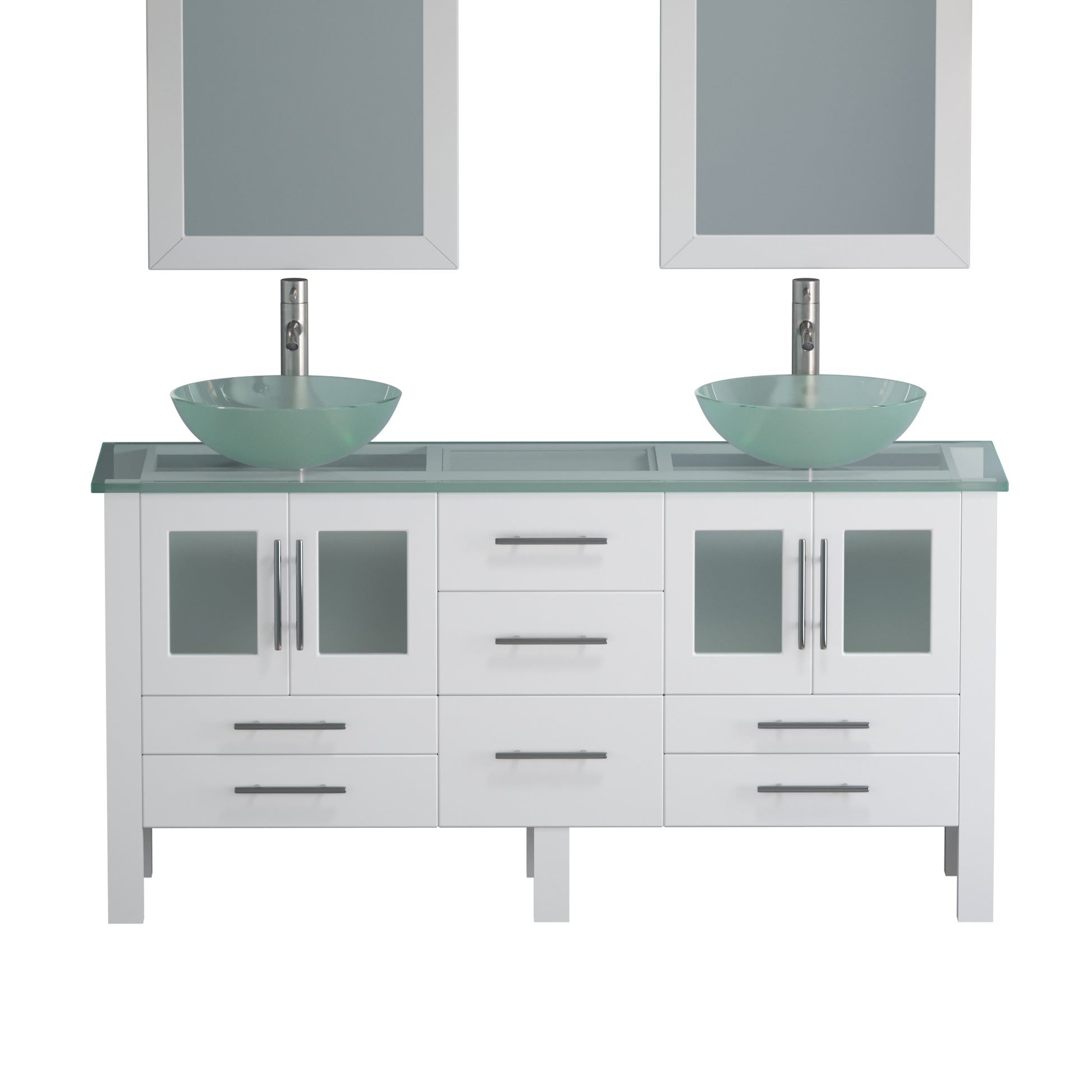 Complete 63" Vanity Set with Brushed Nickel Plumbing - 8119BW-BN