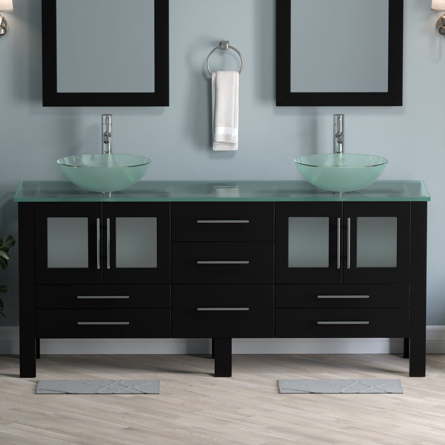 Complete 72" Vanity Set with Polished Chrome Plumbing - 8119bxl