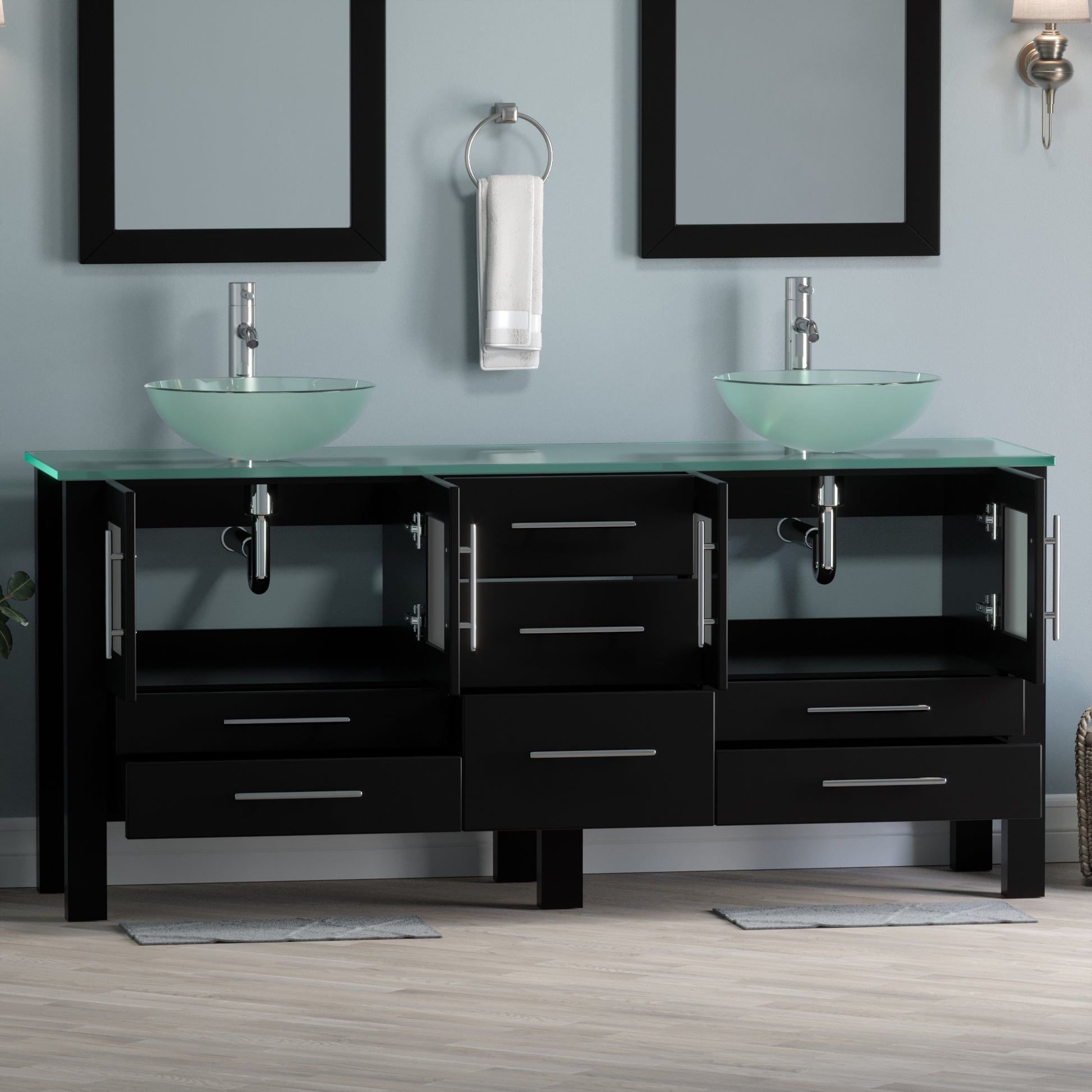 Complete 72" Vanity Set with Polished Chrome Plumbing - 8119bxl